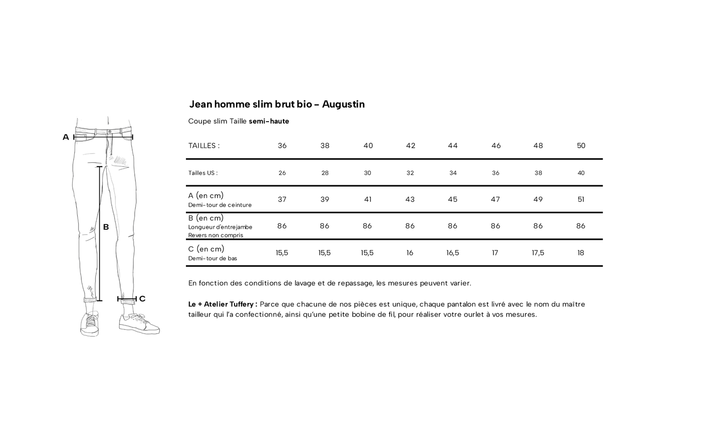 Jean slim brut bio – Augustin