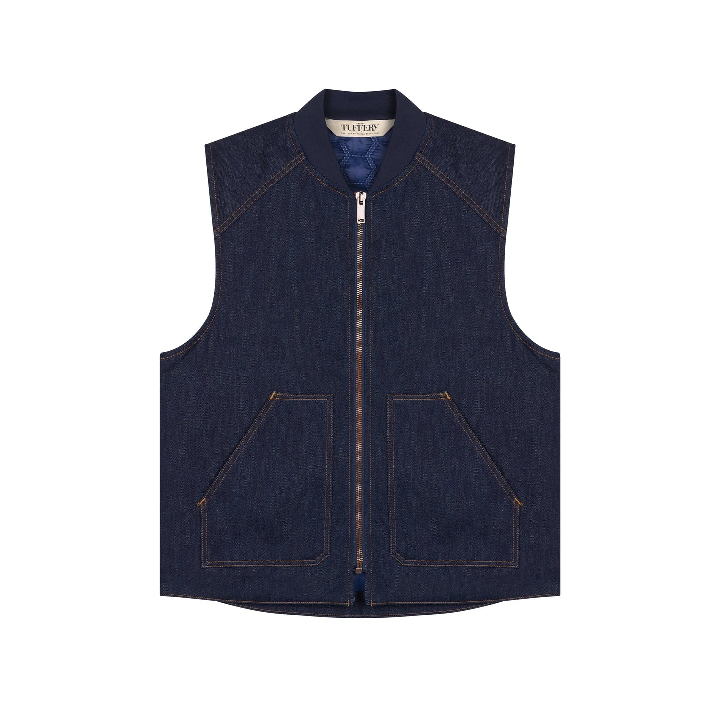 Gilet sans manches en jean brut doublé laine