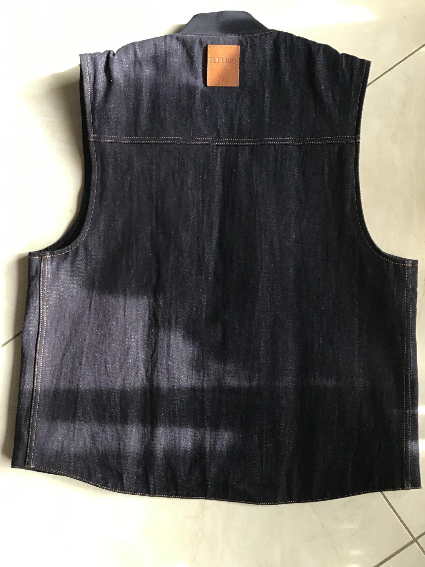 Gilet sans manches en jean brut doublé laine