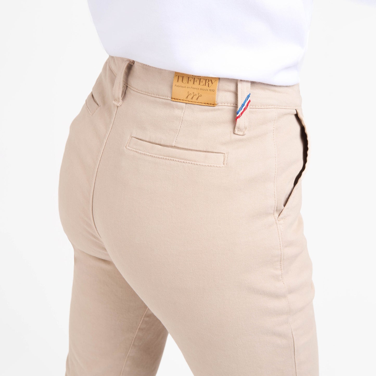 Chino femme ajusté taille haute Beige - Léonie