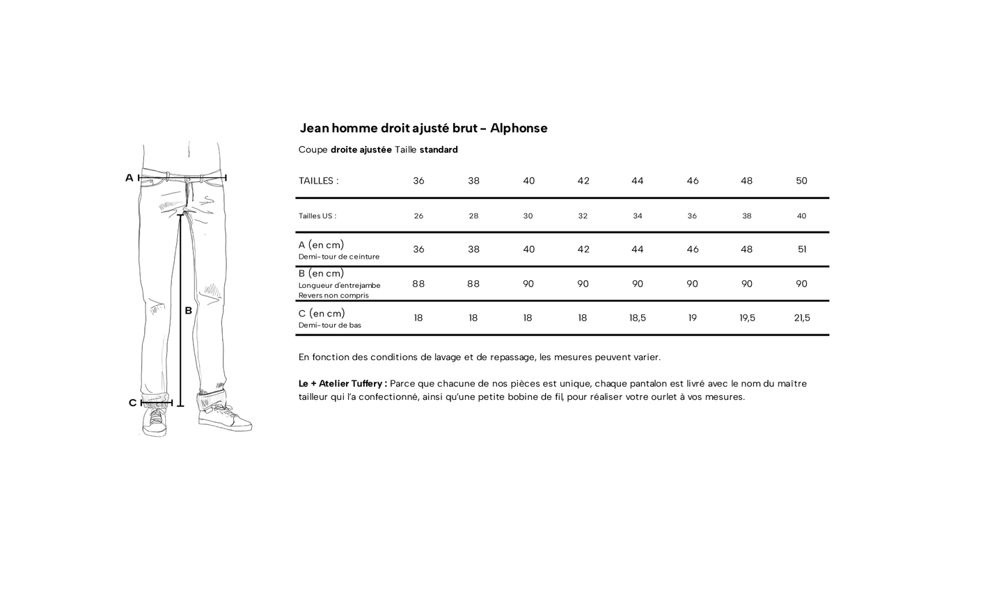 Jean droit ajusté Brut - Alphonse